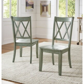 Dining Chair: Double X-Back Design in Antique Sage