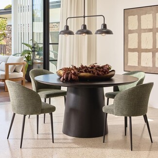 Dining Chair: Earthy Chenille Fabric for Pedestal Tables