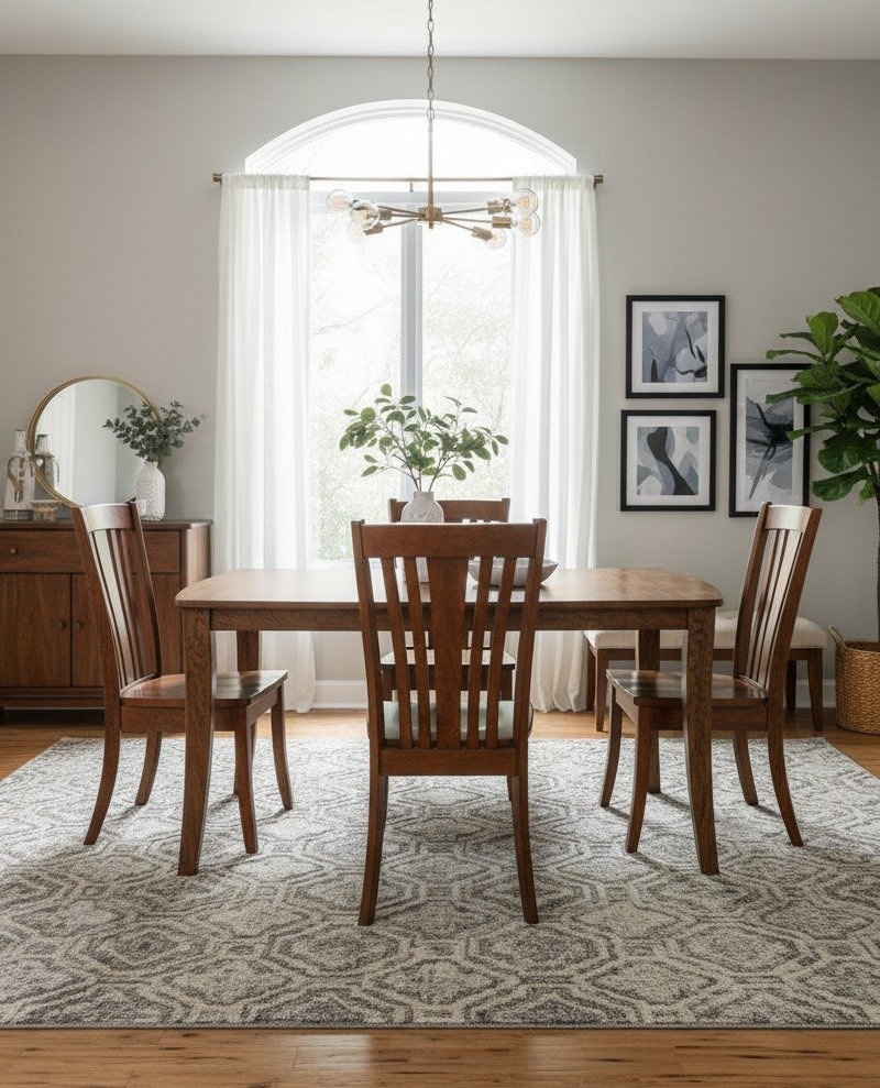 Dining Chair Five Slat Back Handcrafted Transitional Wood Dining Chair