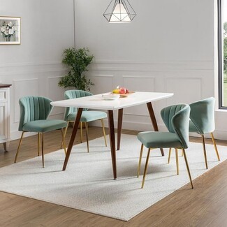 Dining Chair: Fluted Backrest and Tapered Gold Legs