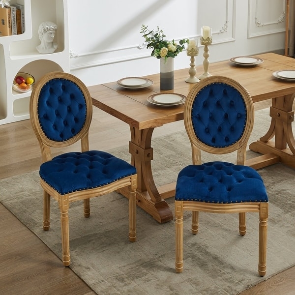 Dining Chair French Oval Back Design Tufted Button Accent