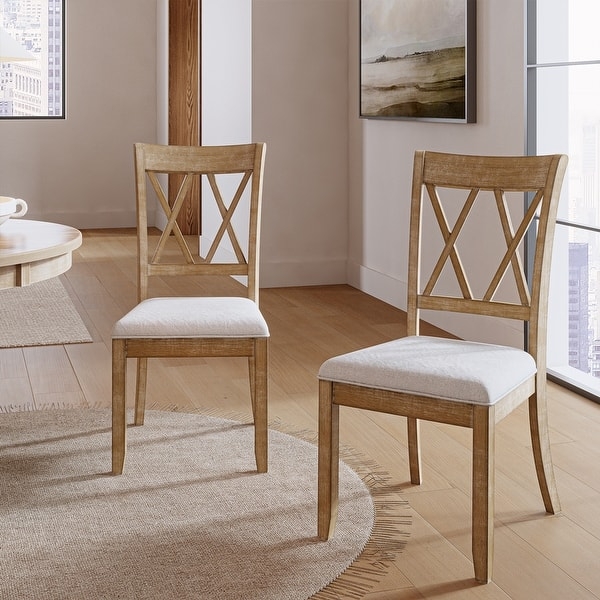 Dining Chair: Honey Tone X-Back Farmhouse Dining Chairs