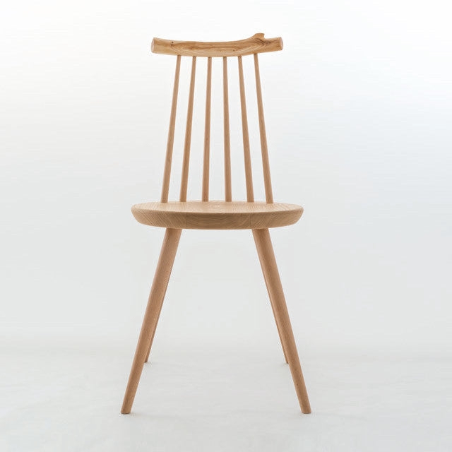 Dining Chair Live Edge Top Rail Japandi Spindle Back