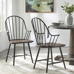 Dining Chair: Metal Spindle Slender Armrests Black Metal Spindle Armchairs