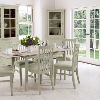 Dining Chair: Slat Back Seating with Sage Green Finish