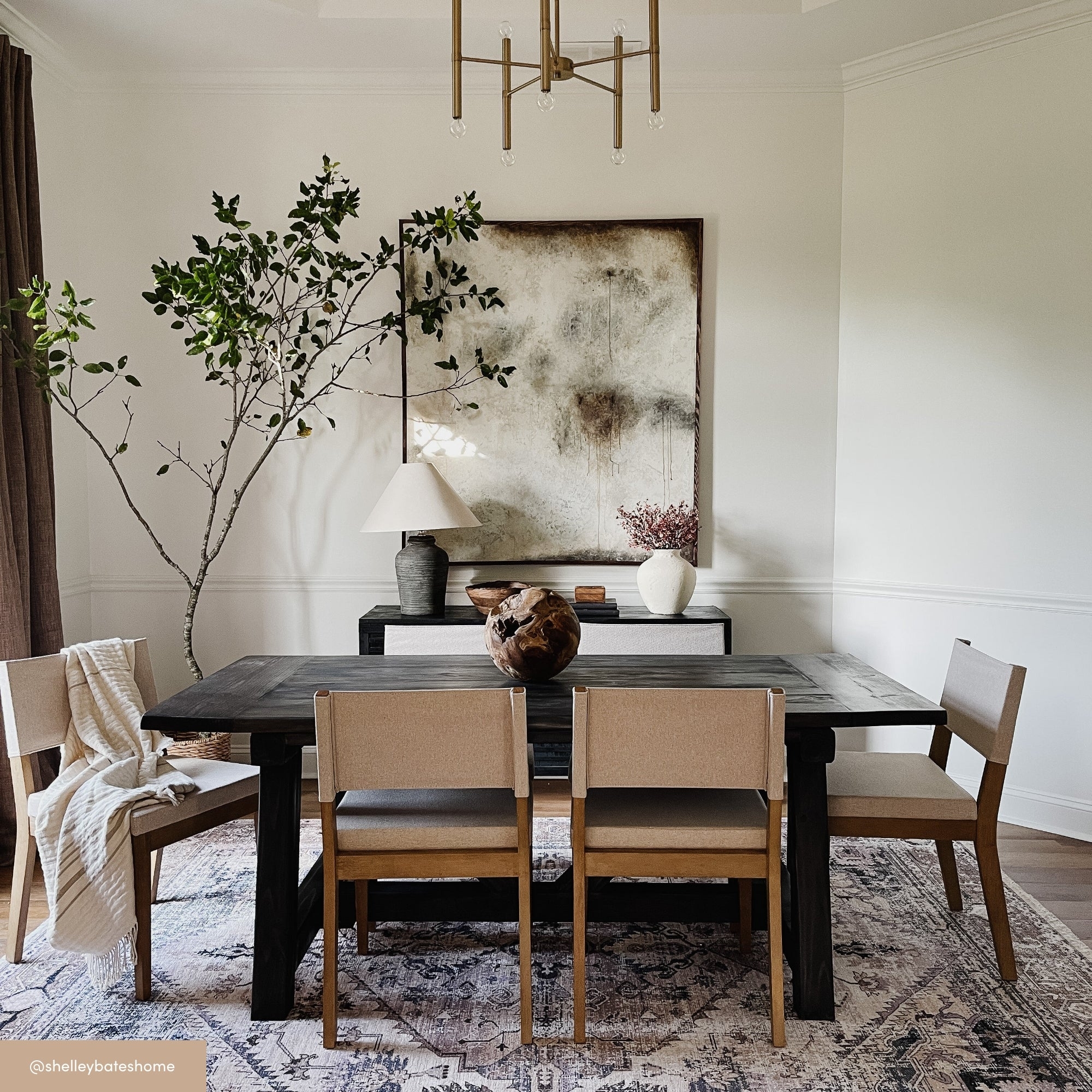 Dining Chair: Sling Back Wood Frame Modern Organic Dining Room