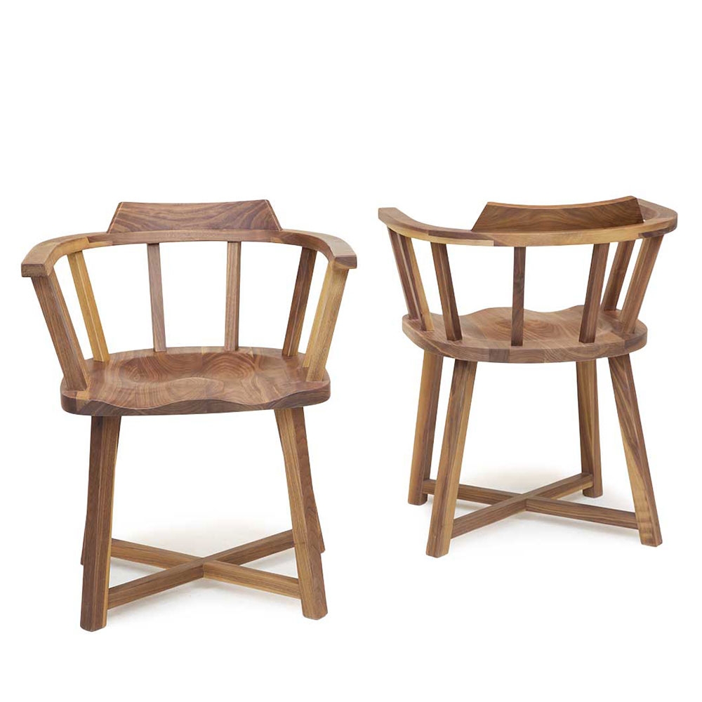 Dining Chair: Solid Wood Saddle Seat and X-Stretcher Spindle Back