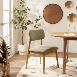 Dining Chair: Split Back Design and Natural Wood Frame
