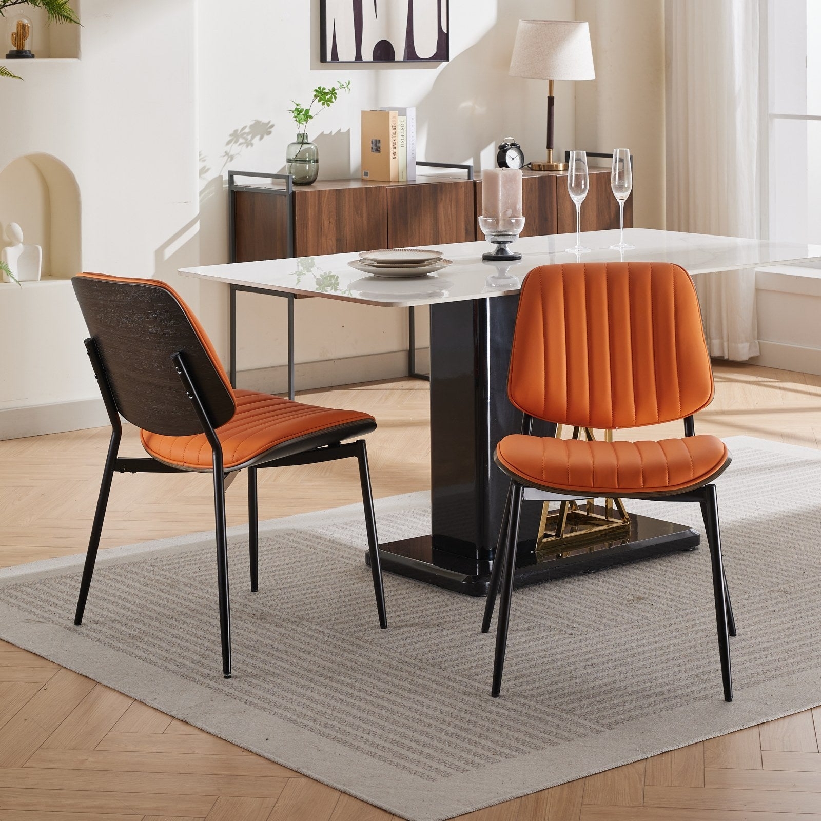 Dining Chair Terracotta Orange walnut bentwood back set
