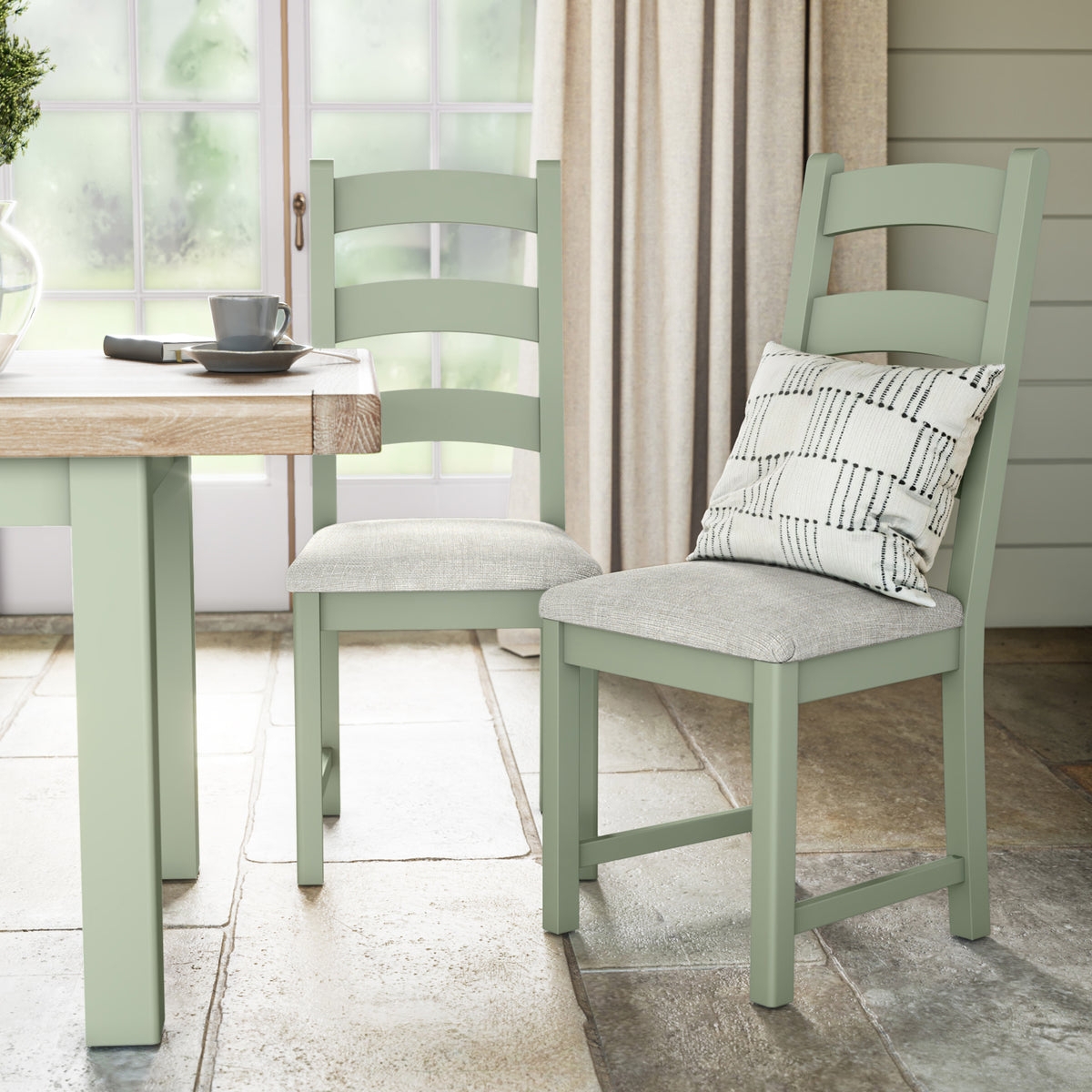 Dining Chair: Three Slat Ladder Back and Painted Wood