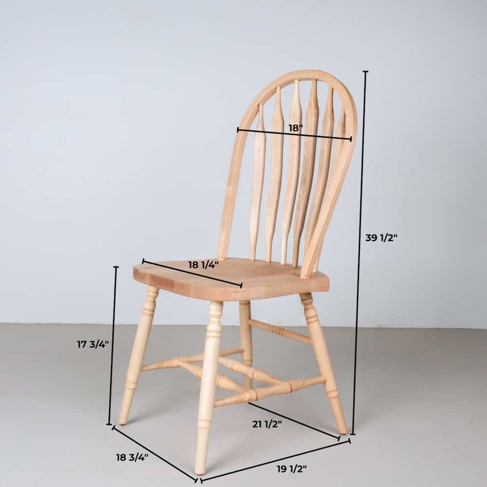 Dining Chair: Turned Legs Natural Finish Arched Spindle Back Chair