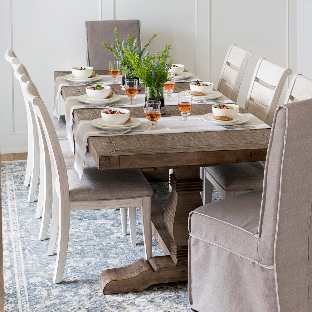 Dining Chair: Whitewashed Ladder Back Rustic White Seating