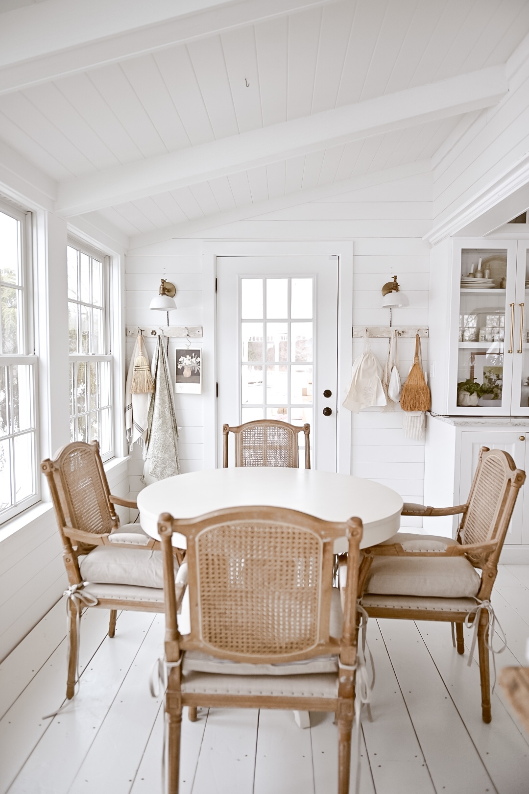 Dining Chair: Wood Cane Back Frame Woven Rattan Dining Chairs