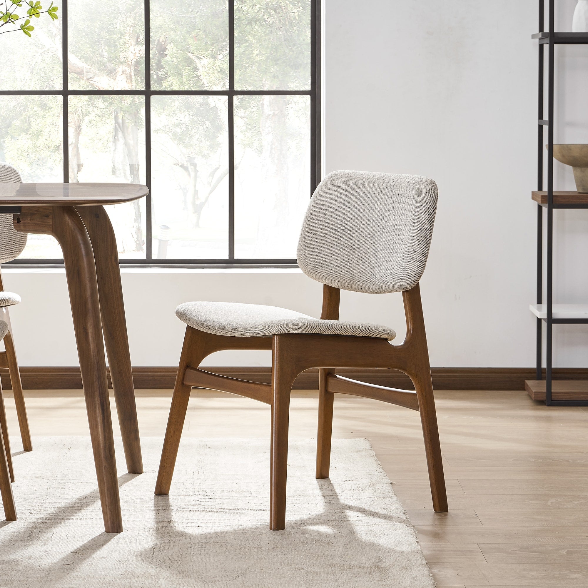 Dining Chair Wood Fabric Contrast Japandi Seating