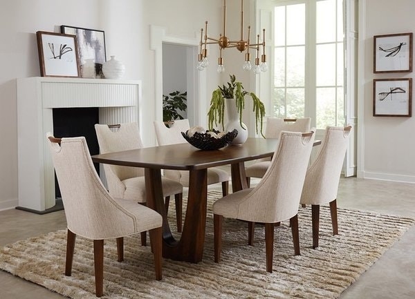 Dining Room Set: Pedestal Base Contemporary Wood Dining Set