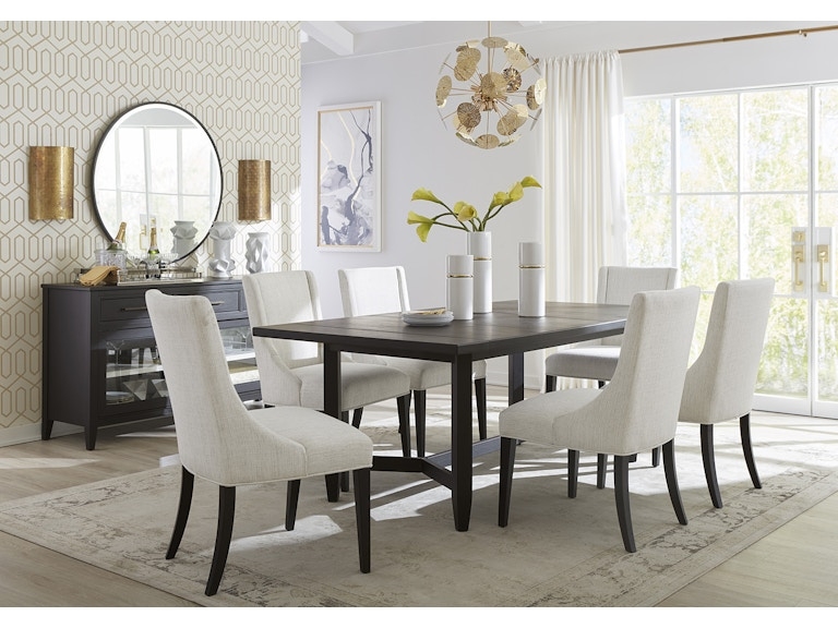 Dining Set Dark Trestle Table Backlit Mirror Dark Wood Trestle Dining Table
