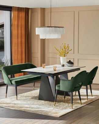 Dining Set: Gold Tipped Legs and Contemporary Velvet