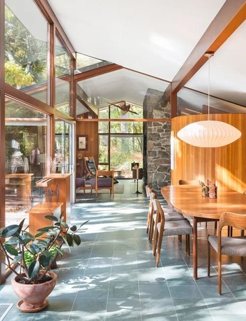 Dining Set: Saucer Pendant Light Fixture & Glass Walls