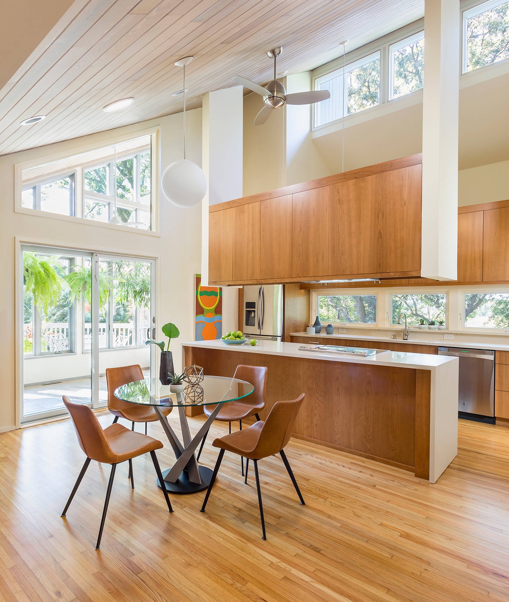 Dining Set: Waterfall Edge Kitchen Island & Cognac