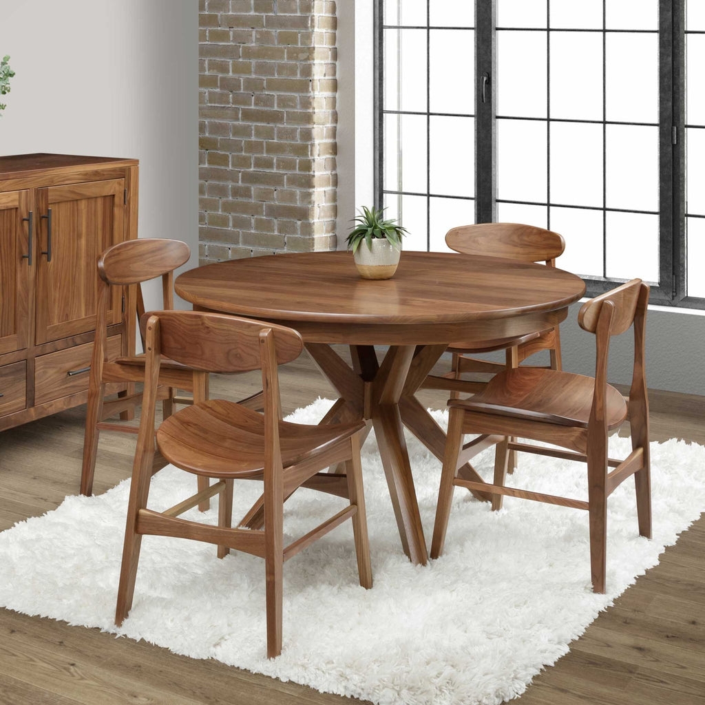 Dining Set with Criss Cross Pedestal and Contoured Seats
