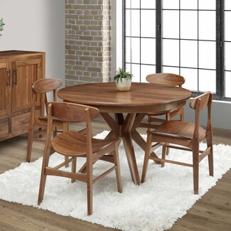Dining Set with Criss Cross Pedestal and Contoured Seats