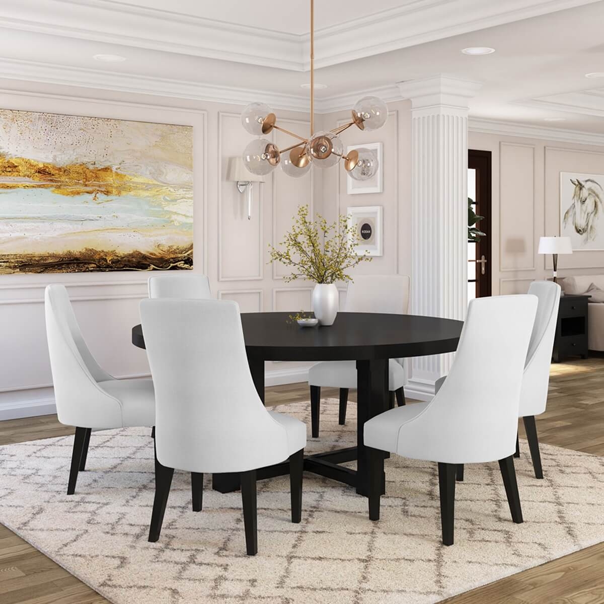Dining Set with High Back Upholstery and Cross Base