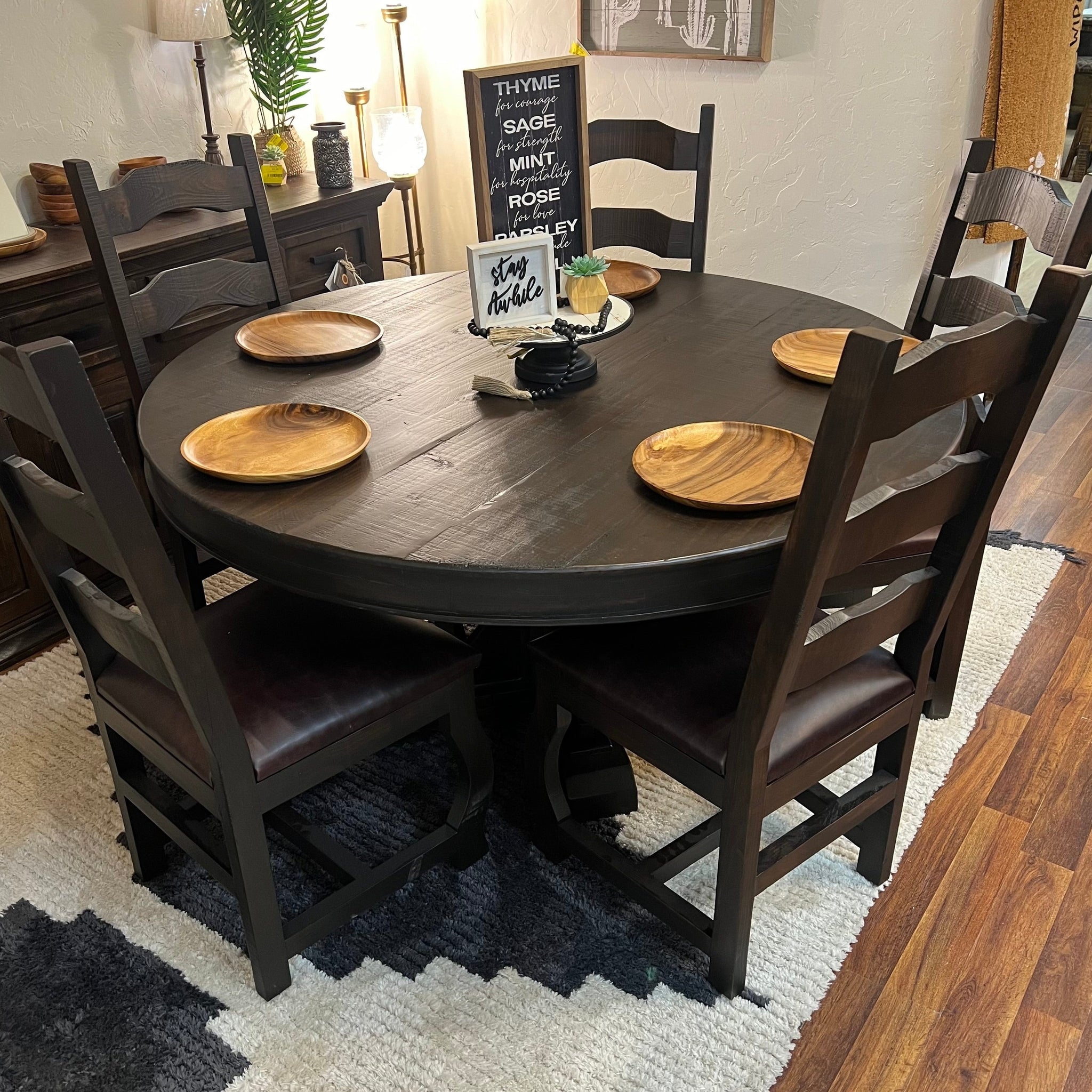 Dining Set with Ladder Back Chairs and Espresso Finish