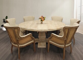 Dining Set with Mixed Texture Upholstery and Nailheads