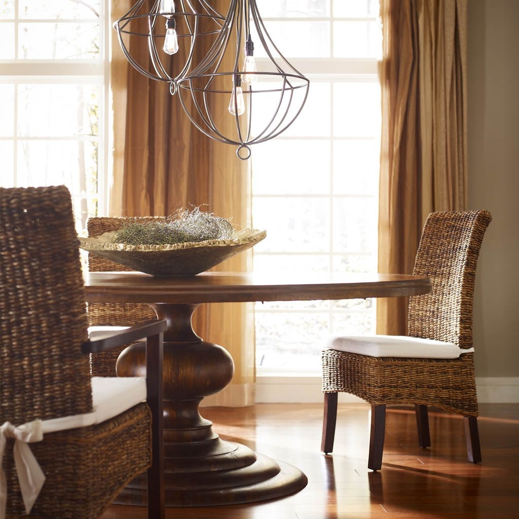 Dining Set with Woven Rattan Chairs and Tiered Molding