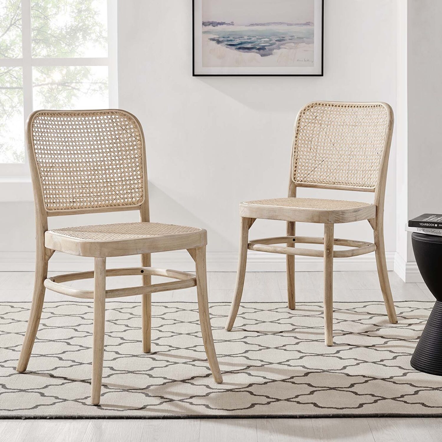 Dining Side Chair: Cane Webbing Weathered Gray Cane Chair