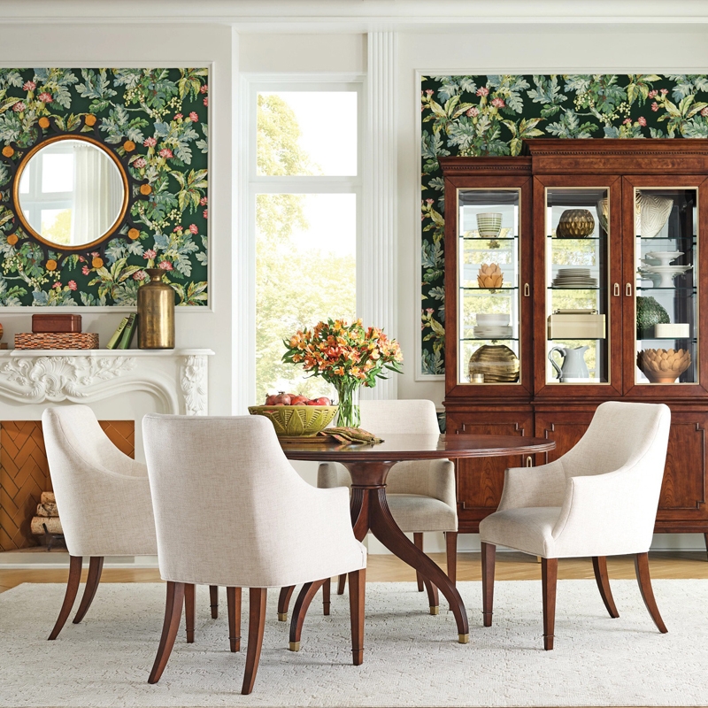 Dining Table Set including Curved Pedestal Base Chairs
