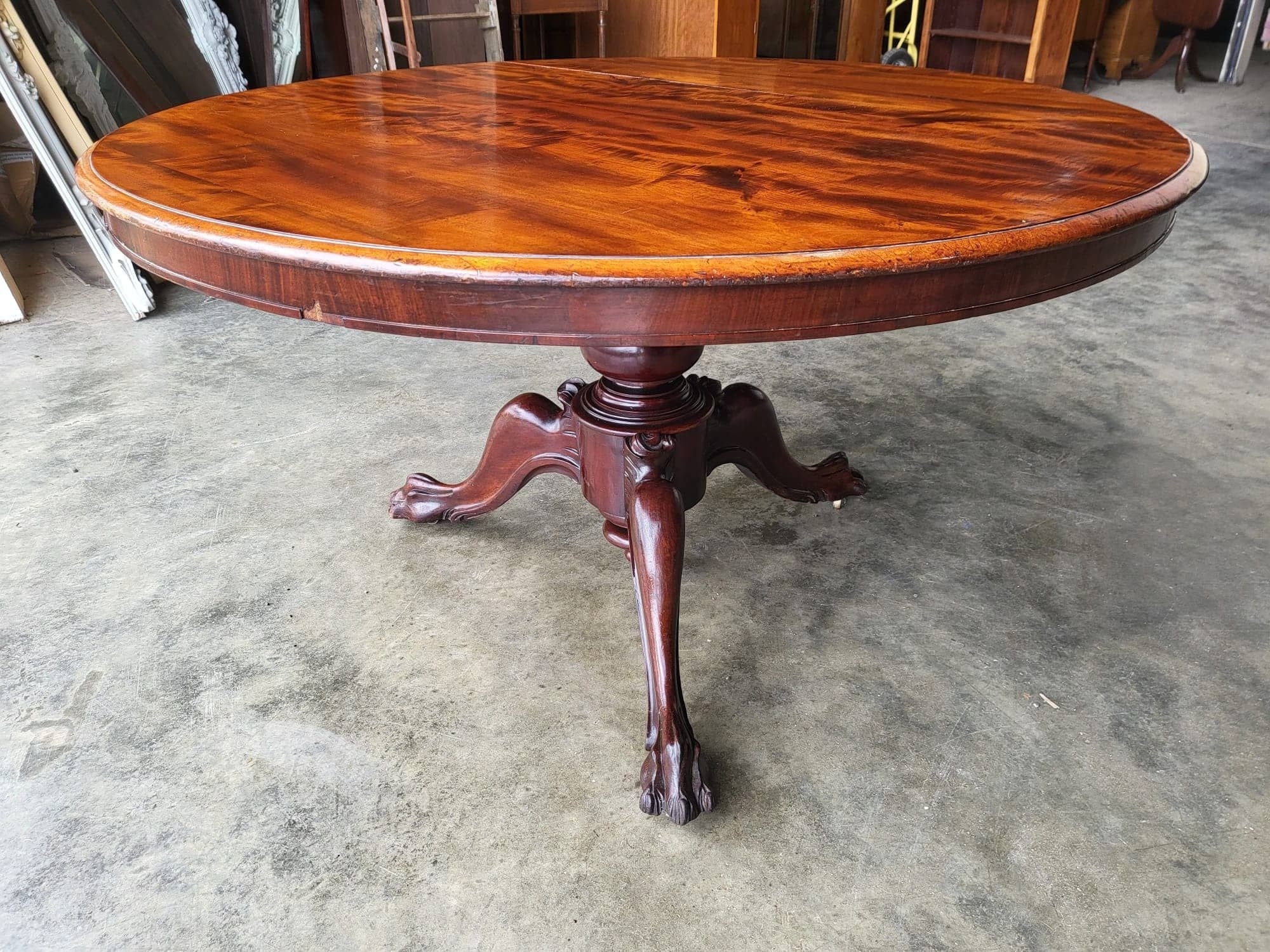 Dining Table with Claw Feet and Antique Tilt Top Mechanism