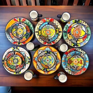 Dinnerware Set: Matching Mugs Colorful 26-Piece Dish Set