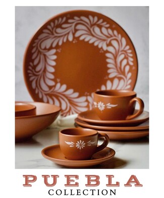 Dinnerware Set: Wide Rimmed Puebla Collection Ceramics