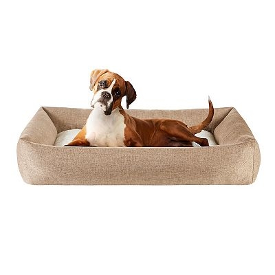 Dog Bed: Heathered Weave Two Tone Neutral Bolster Sides
