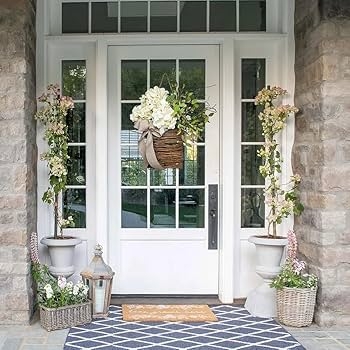 Door Hanging Basket with Hydrangeas and Modern Farmhouse Styling