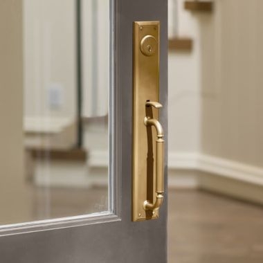 Door Hardware Ribbed Grip Long Escutcheon Metallic Plate