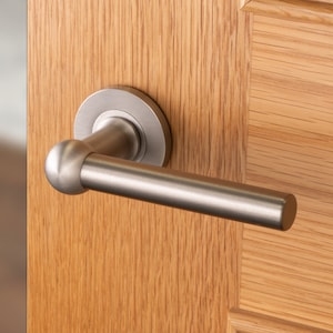 Door Lever Ball Joint Neck Brushed Metallic Oak Pull