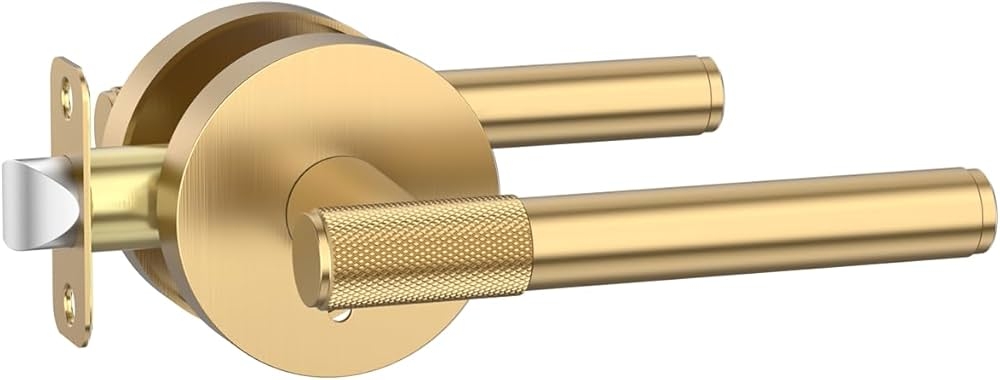 Door Lever Modern Brushed Finish Privacy Metallic Hardware