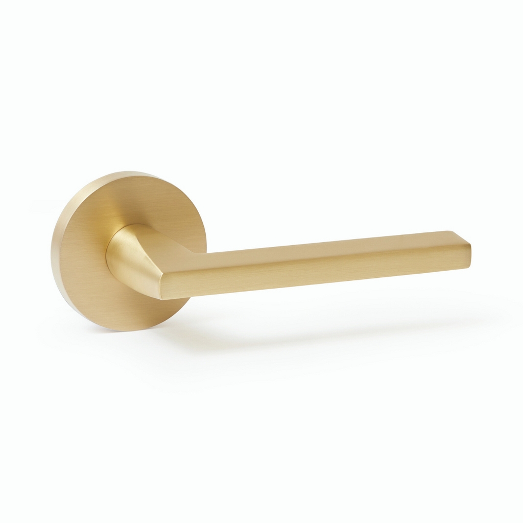 Door Lever Rectangular Handle Champagne Gold Satin