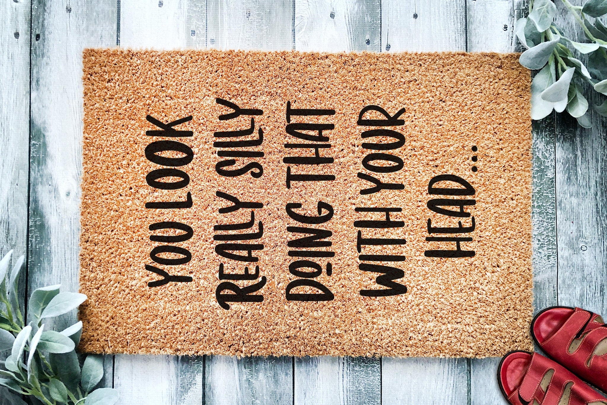 Doormat Distressed Vertical Text Witty Coir Welcome Mat