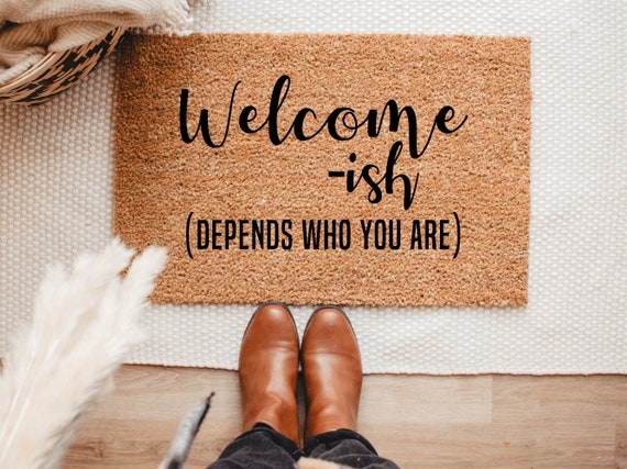 Doormat Script Typography Natural Coir Welcome Mat