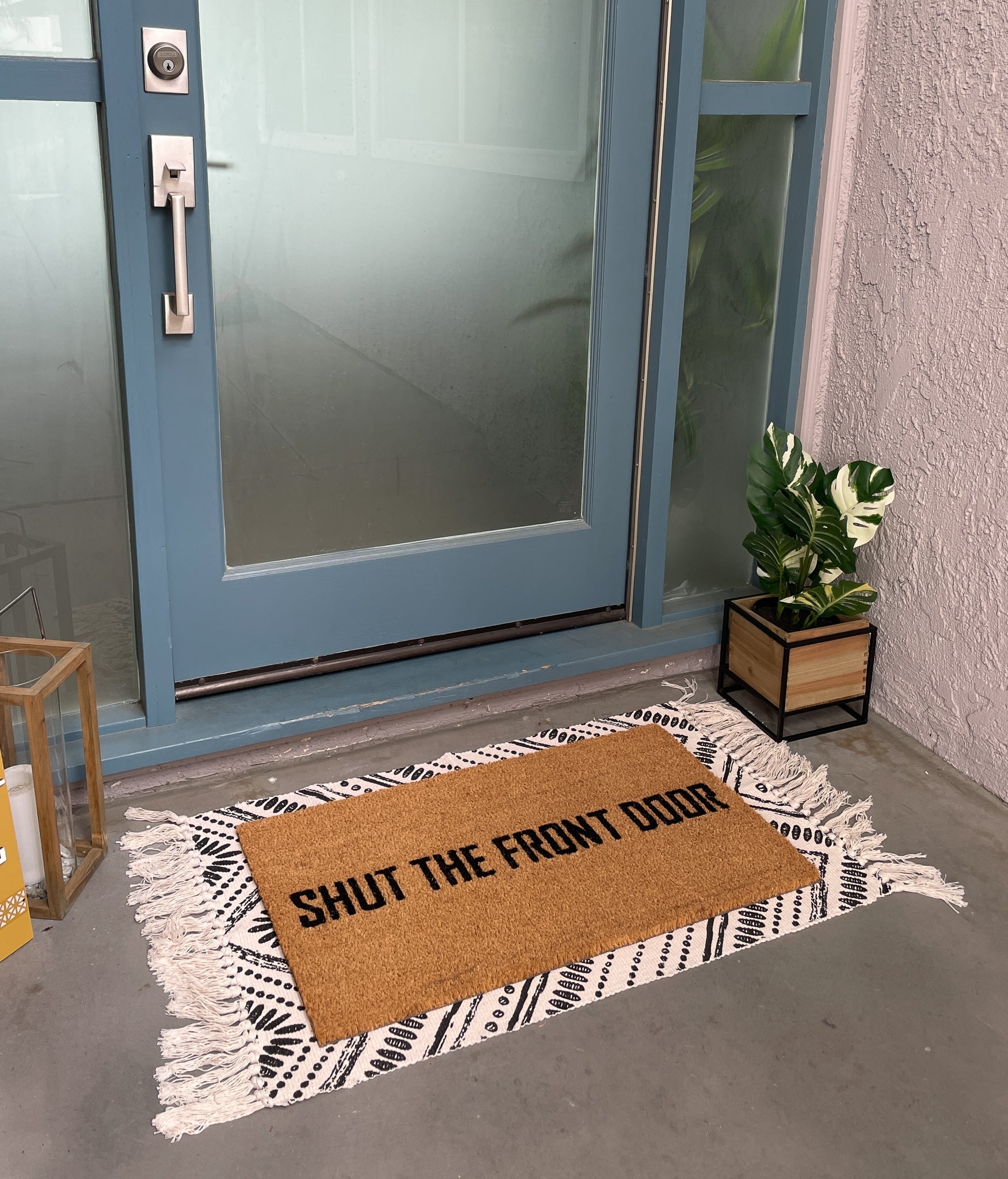 Doormat Slate Blue Door Layered Entryway Rug Style