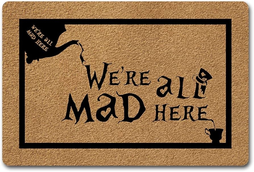 Doormat Teapot Silhouette Whimsical Alice Entryway Rug