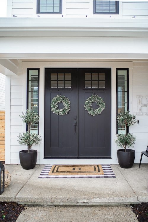 Double Front Door: Layered Doormats Monogrammed Coir Rug Matte