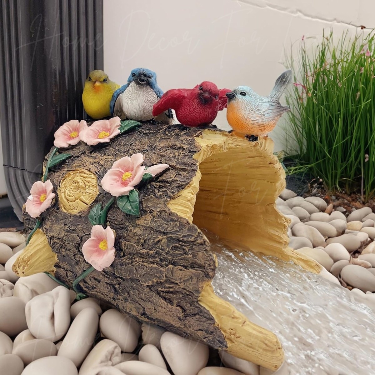 Downspout Cover Songbird Figurines Hollow Log Shape Multi Colored
