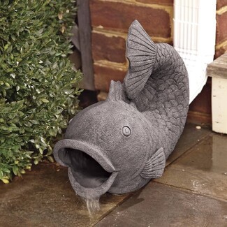 Downspout Extension Scaled Texture Fish Shape Garden Sculpture