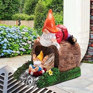 Downspout Extension Sliding Gnome Detail Log Shaped Housing Art