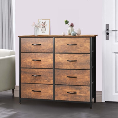 Dresser Eight Drawers Wood Grain Industrial Storage