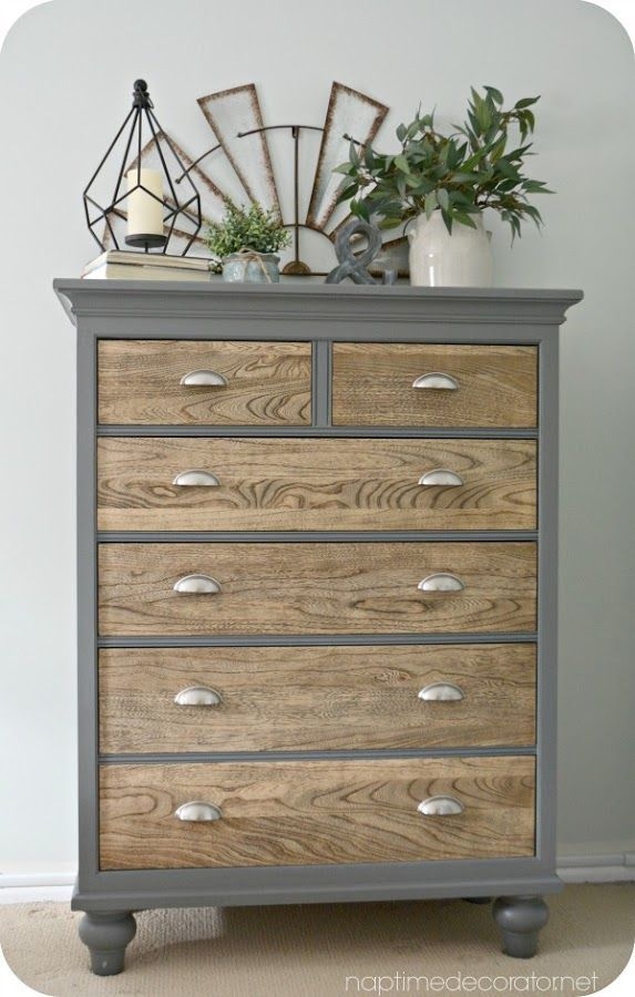 Dresser Wood Grain Drawers Two Tone Chest Of Drawers